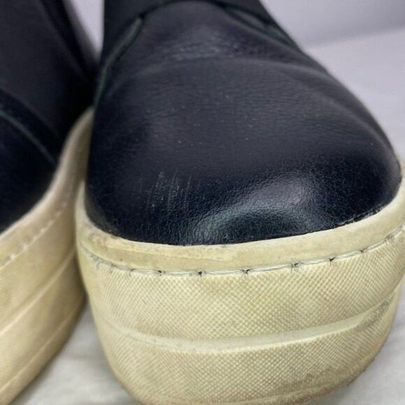 J/Slides Black White Holland High Top Leather Platform Slip On Sneakers 7.5 - Picture 6 of 11